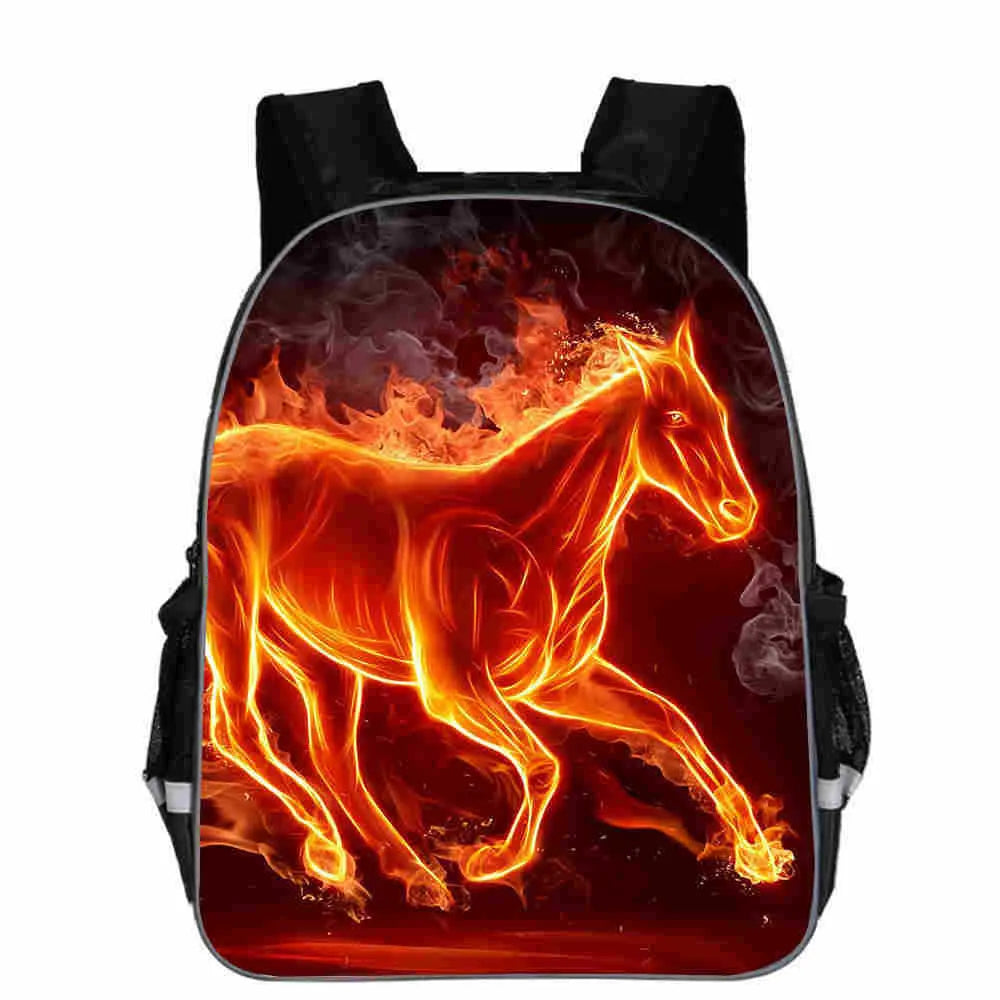 Horse animal head cartoon design school backpack in multiple colours and sizes