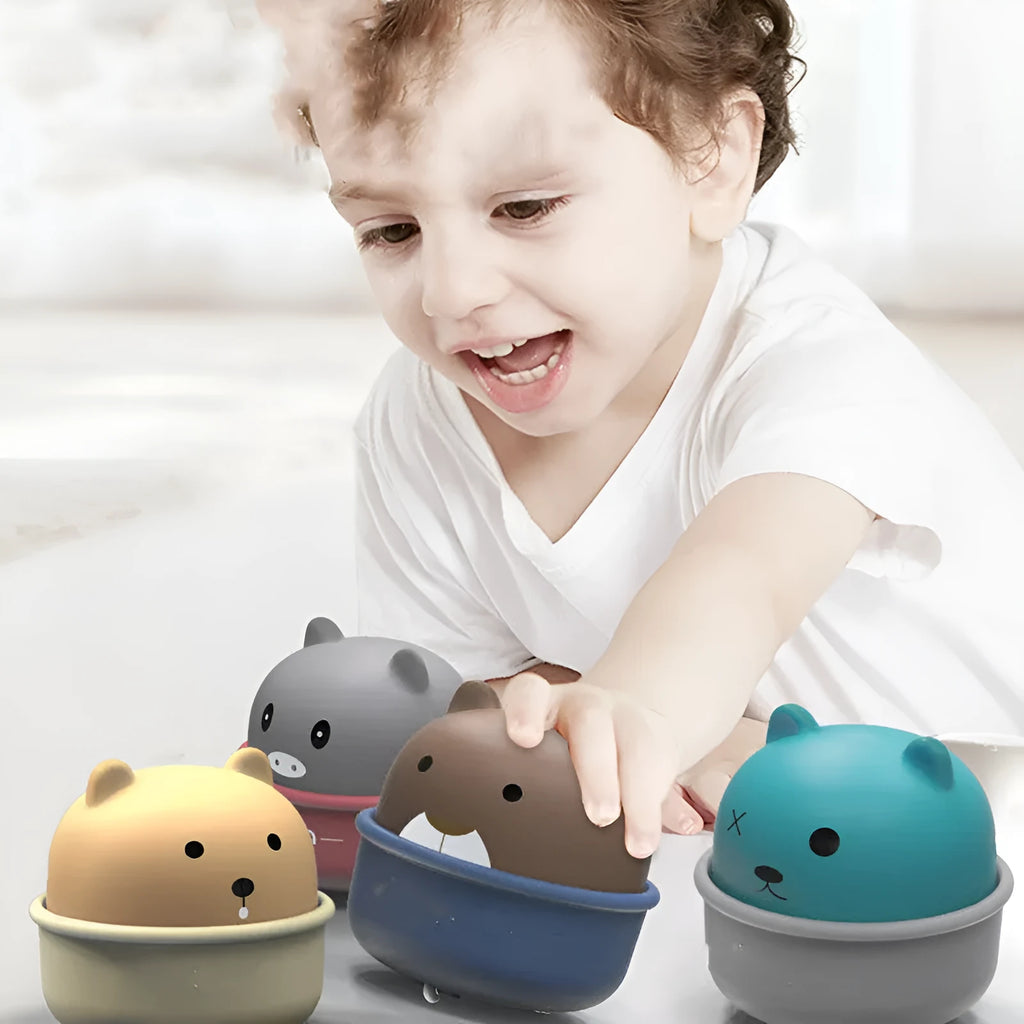 Mini press and go wind up toy car in cartoon animal style, 9cm ABS material, vivid colours for toddlers