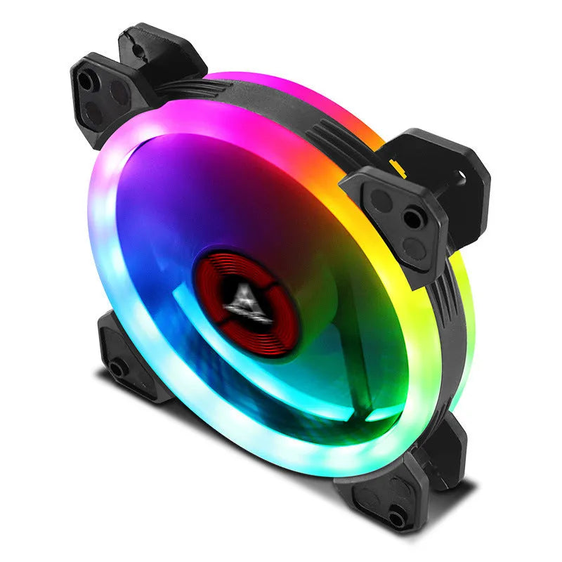 12cm computer case fan with camouflage pattern and multicolour RGB lighting