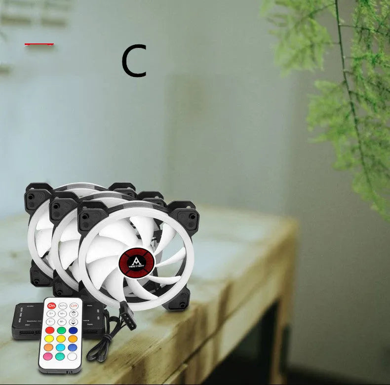 12cm computer case fan with camouflage pattern and multicolour RGB lighting