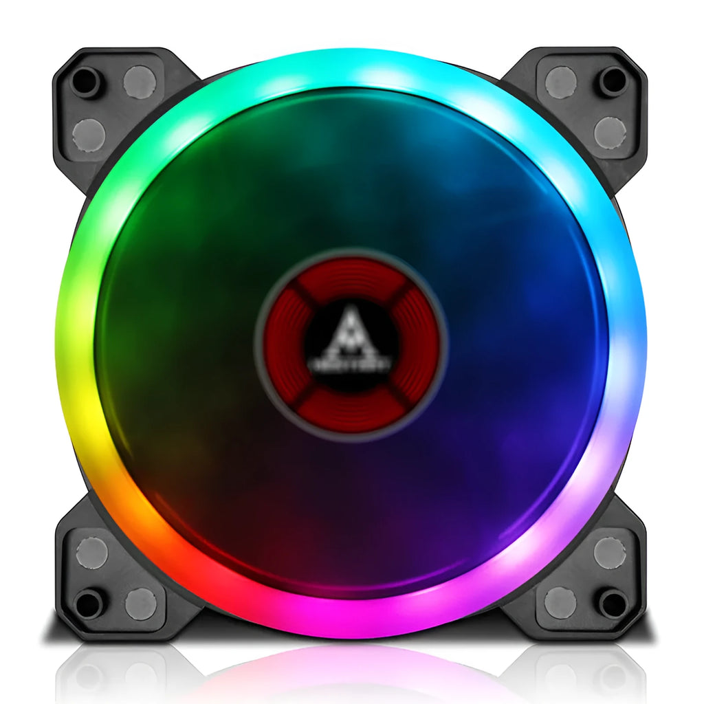 12cm computer case fan with camouflage pattern and multicolour RGB lighting