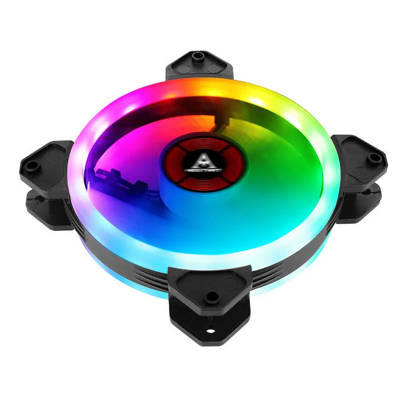 12cm computer case fan with camouflage pattern and multicolour RGB lighting