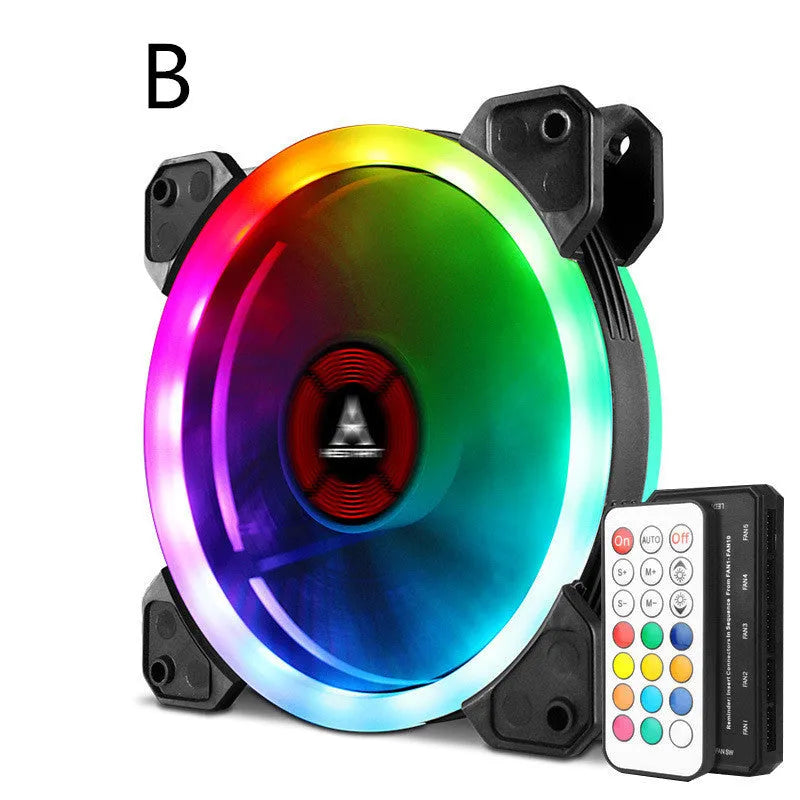 12cm computer case fan with camouflage pattern and multicolour RGB lighting