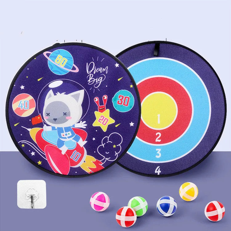 Children's sticky ball dart board with cartoon design and Velcro balls