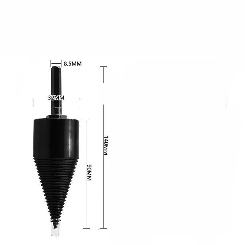 Hexagonal wood splitting drill bit attachment for electric drills in 32mm and 42mm sizes