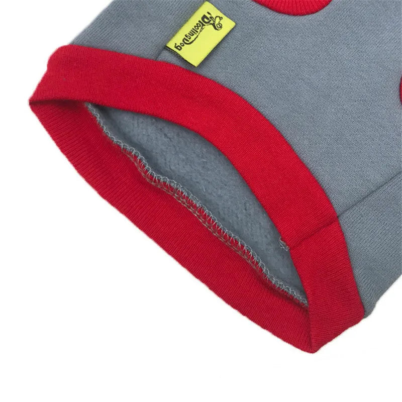Fleece dog vest for small breeds in blue or grey, sizes XS to L with neck 18-30cm and bust 30-48cm