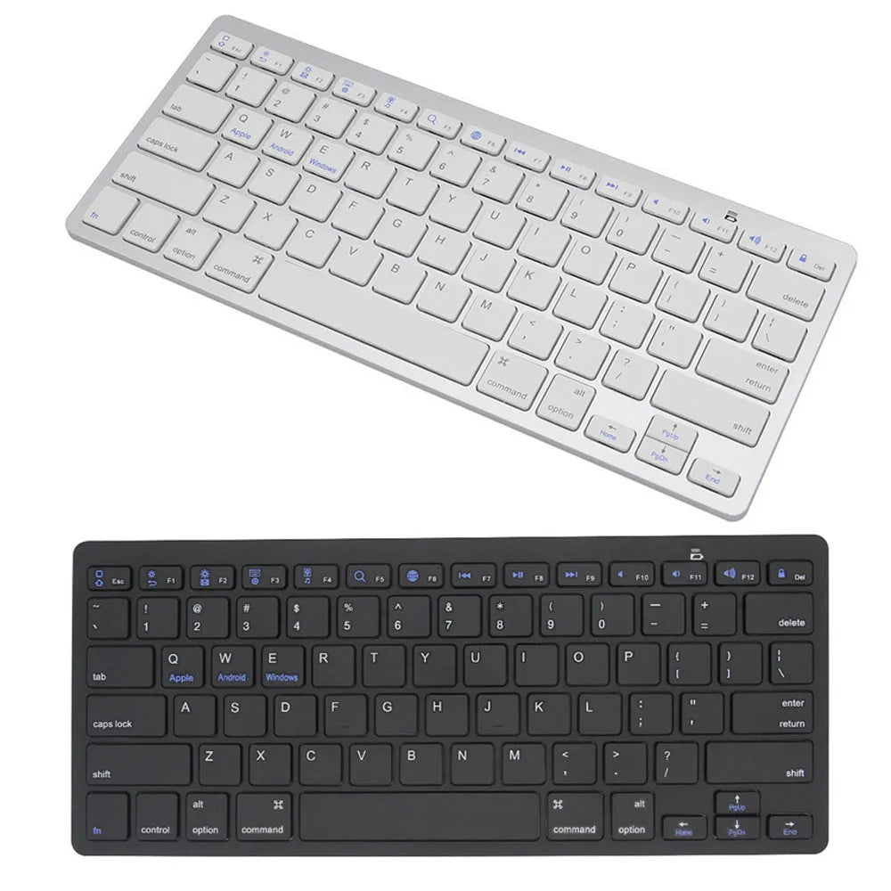 Ultra-thin mini portable wireless Bluetooth keyboard in black for mobile phone, tablet, and computer