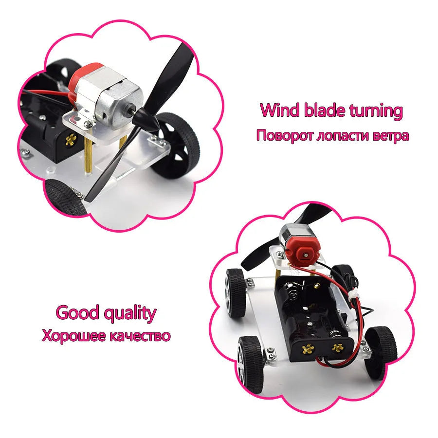 Wind Car DIY Electronic Kit science experiment toy with acrylic and metal components