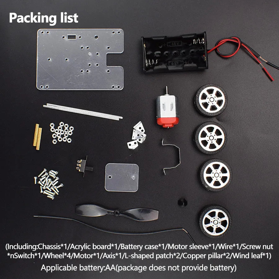 Wind Car DIY Electronic Kit science experiment toy with acrylic and metal components