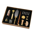 Creative dipped feather pen set in gift box with wooden pen, stainless steel nibs, ink bottle, and wax seal tools