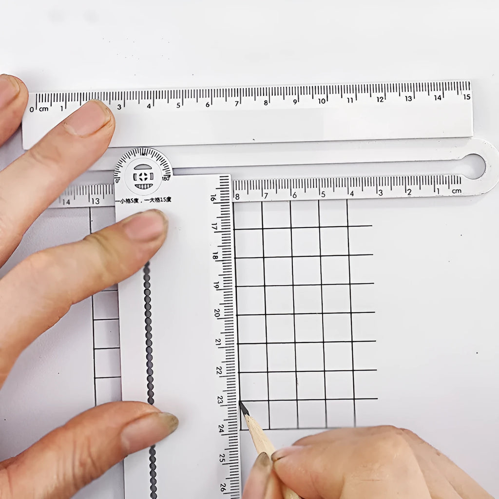 White plastic multi-function ruler 30cm length for drawing and measuring