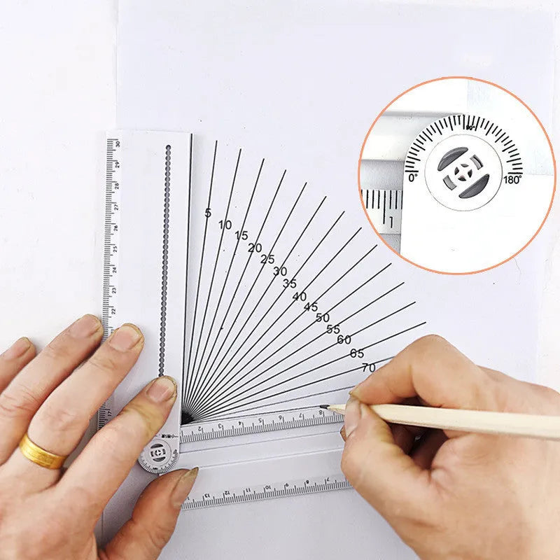 White plastic multi-function ruler 30cm length for drawing and measuring