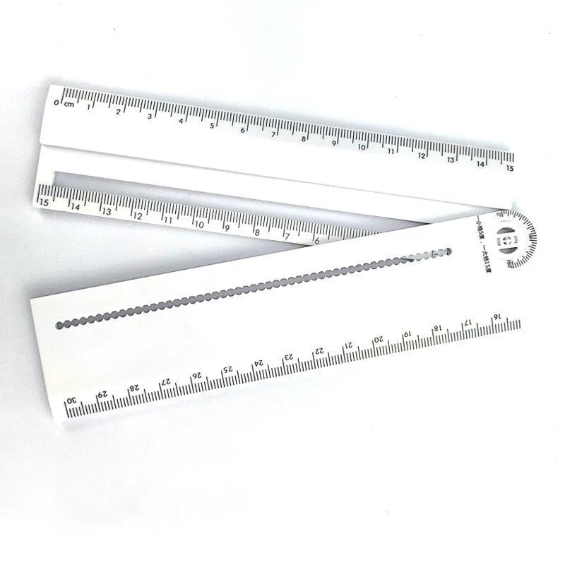 White plastic multi-function ruler 30cm length for drawing and measuring