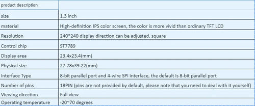 1.3-inch IPS LCD display module with 240x240 resolution measuring 27.78x39.22mm