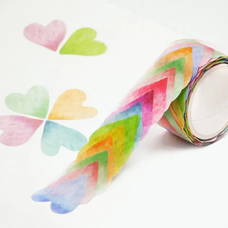 Clover pattern paper tape roll showing 2cm width with blue, cherry blossom, mixed colour, and violet options