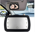 Car makeup mirror sun visor with finger touch switch, black ABS and glass shell, 6 LEDs