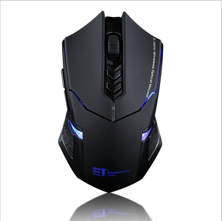 Wireless gaming mouse with 4000 DPI optical sensor, seven programmable keys, and four-way scroll wheel in black and red colour