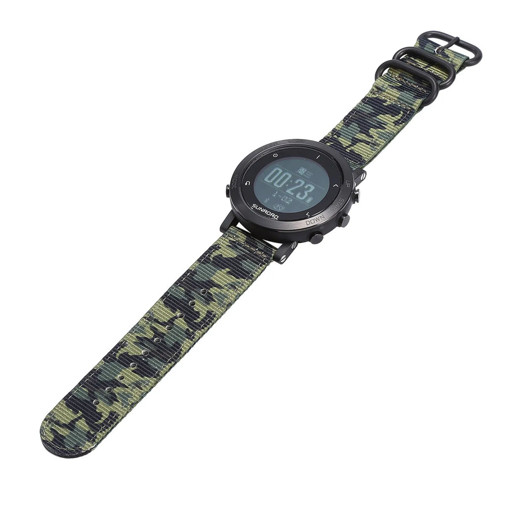 Smart sports watch with stainless steel bezel showing GPS tracking and heart rate display