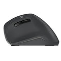Black vertical ergonomic wireless mouse with 2.4G USB receiver on a desk
