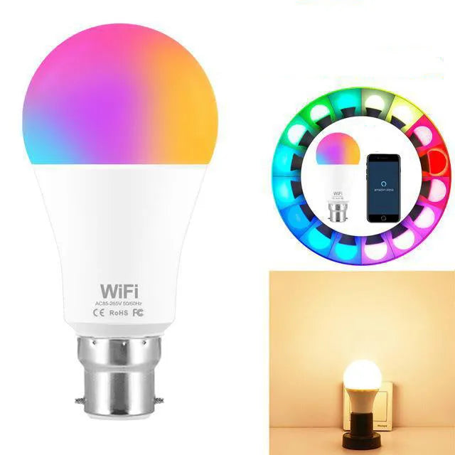 15W WiFi smart light bulb with RGB and white colour options, magic lamp design