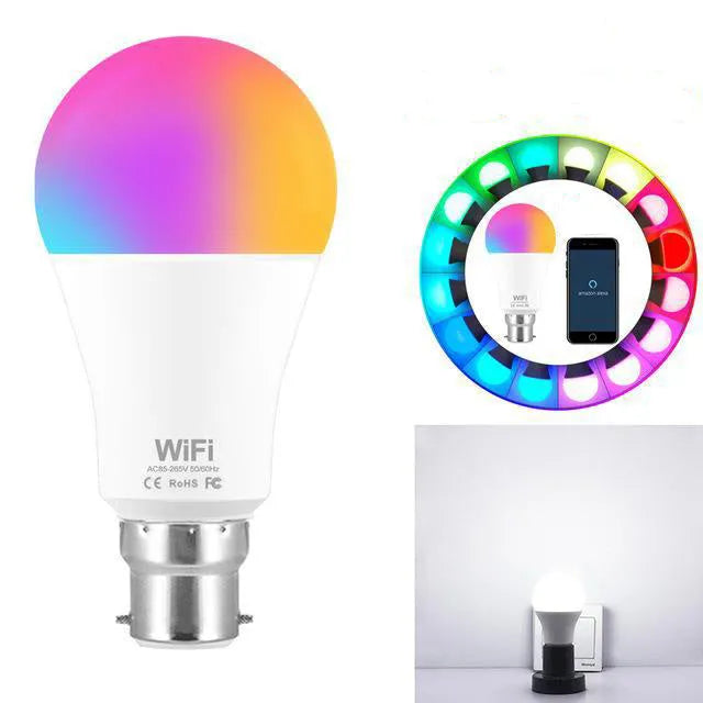 15W WiFi smart light bulb with RGB and white colour options, magic lamp design