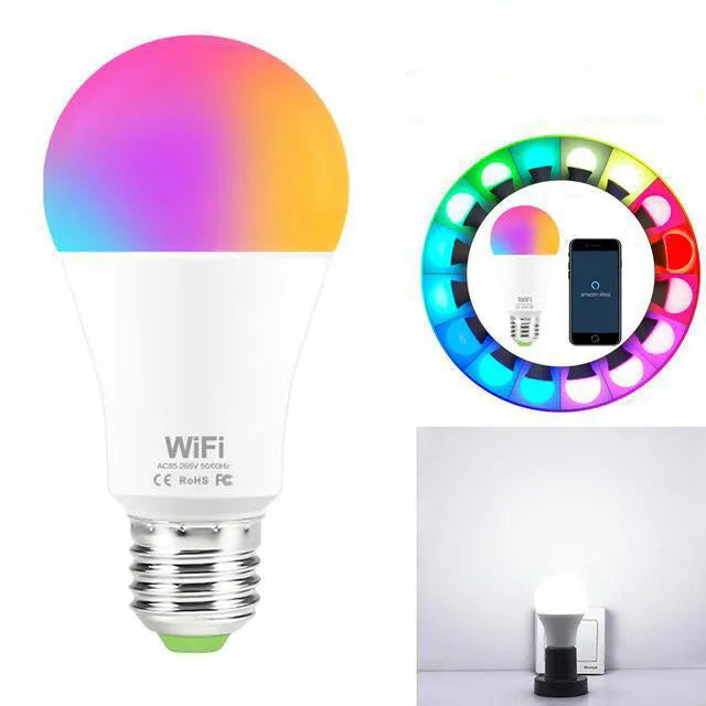 15W WiFi smart light bulb with RGB and white colour options, magic lamp design
