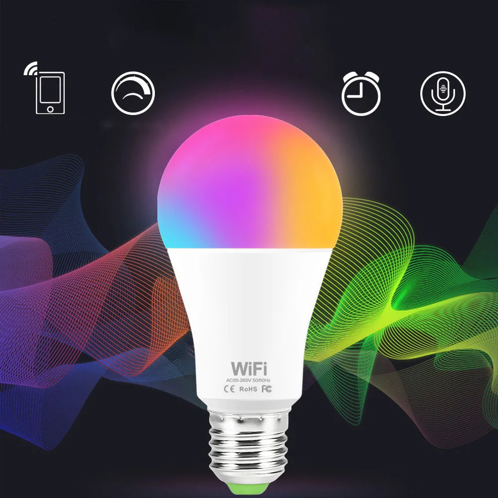 15W WiFi smart light bulb with RGB and white colour options, magic lamp design