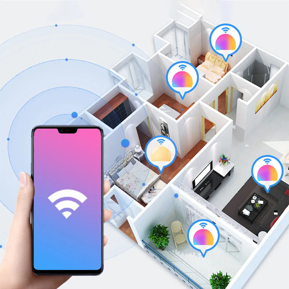 15W WiFi smart light bulb with RGB and white colour options, magic lamp design