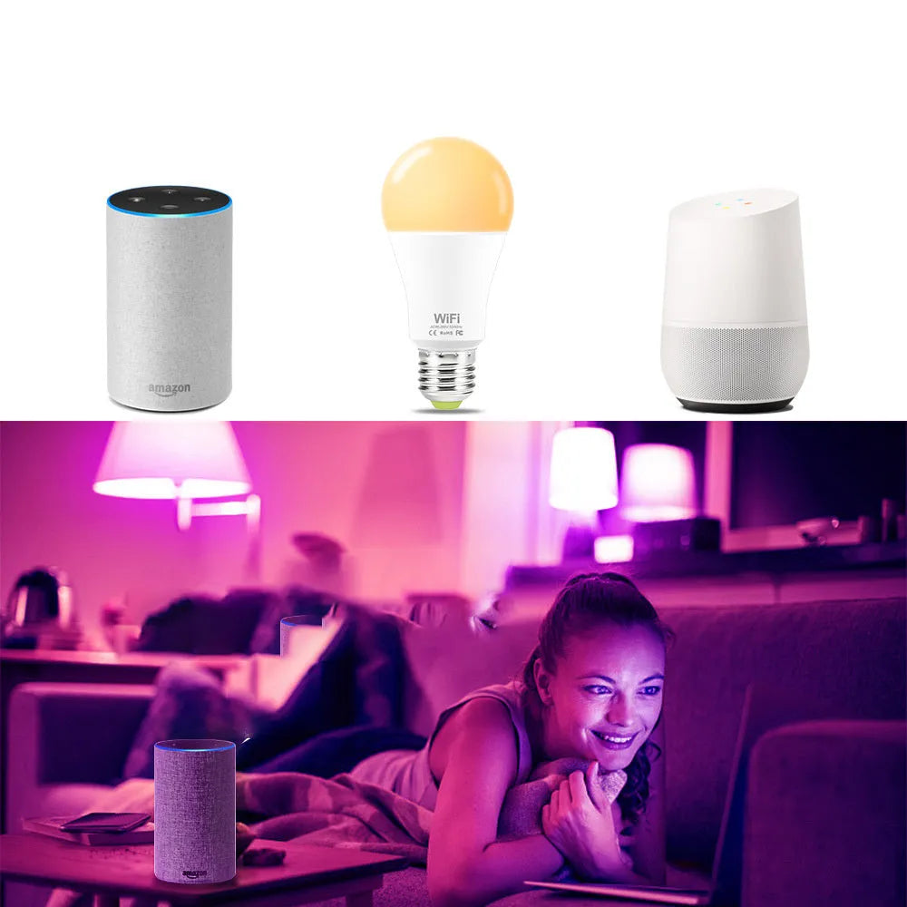 15W WiFi smart light bulb with RGB and white colour options, magic lamp design