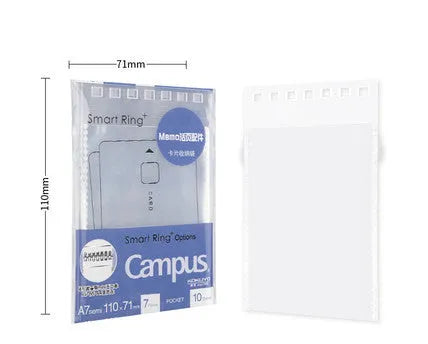 A7 detachable coil notebook with hard cover showing multiple loose-leaf paper types including timeline, checkered and blank formats