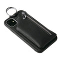PU leather smartphone case with a detachable crossbody lanyard and a built-in card slot in a solid colour.