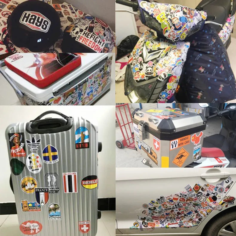 Mixed series of 100 colourful graffiti stickers for luggage and smooth surface decoration