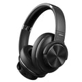 Cold black Bluetooth wireless headset with active noise cancellation and all-in-ear design