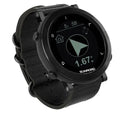 Smart sports watch with stainless steel bezel showing GPS tracking and heart rate display
