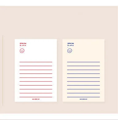 Memo pad notebook compatible with iPhone showing paper cover and writing paper interior