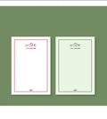 Memo pad notebook compatible with iPhone showing paper cover and writing paper interior