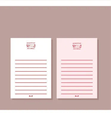 Memo pad notebook compatible with iPhone showing paper cover and writing paper interior