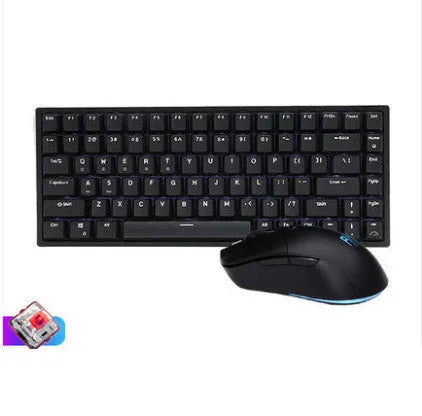 RK526 wireless mechanical keyboard and mouse set in blue colour with USB transmitter and charging cable