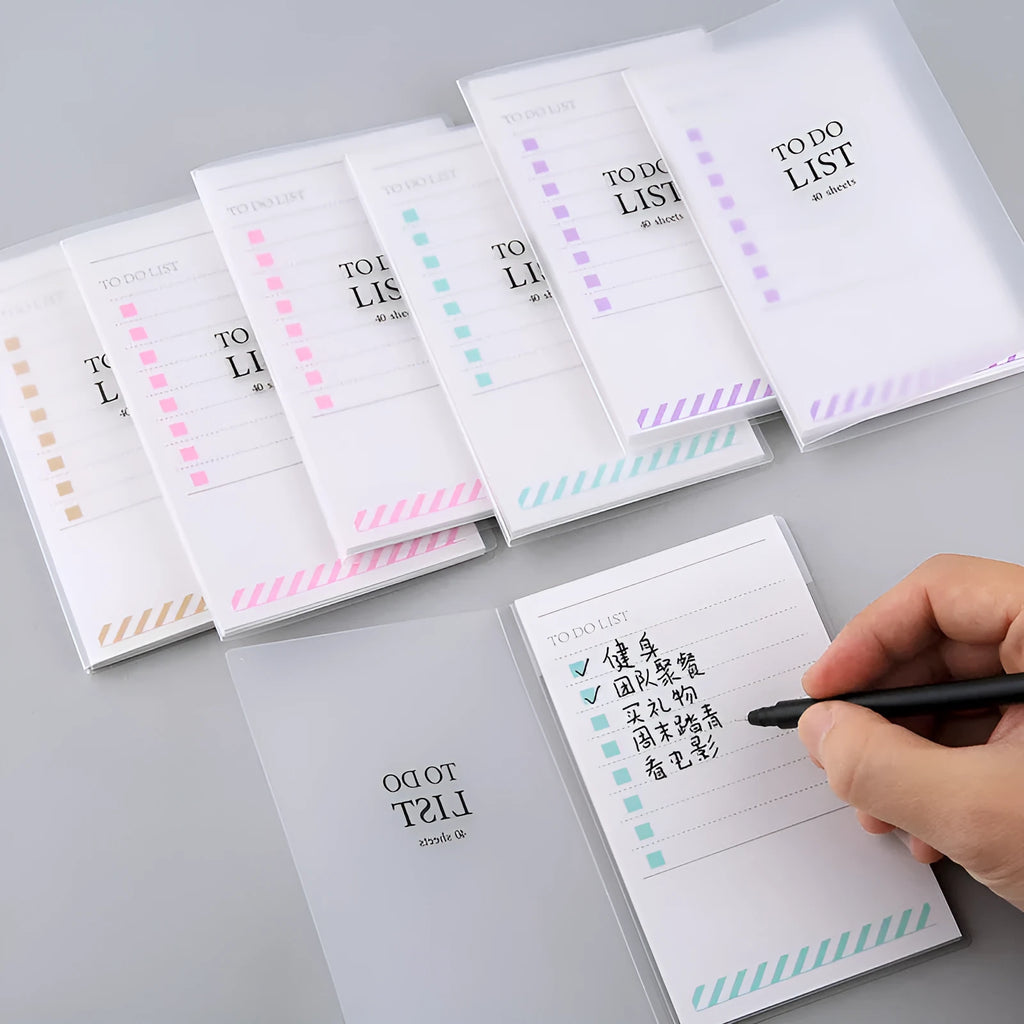 PP frosted notebook in green with tearable pages showing 13x8cm dimensions