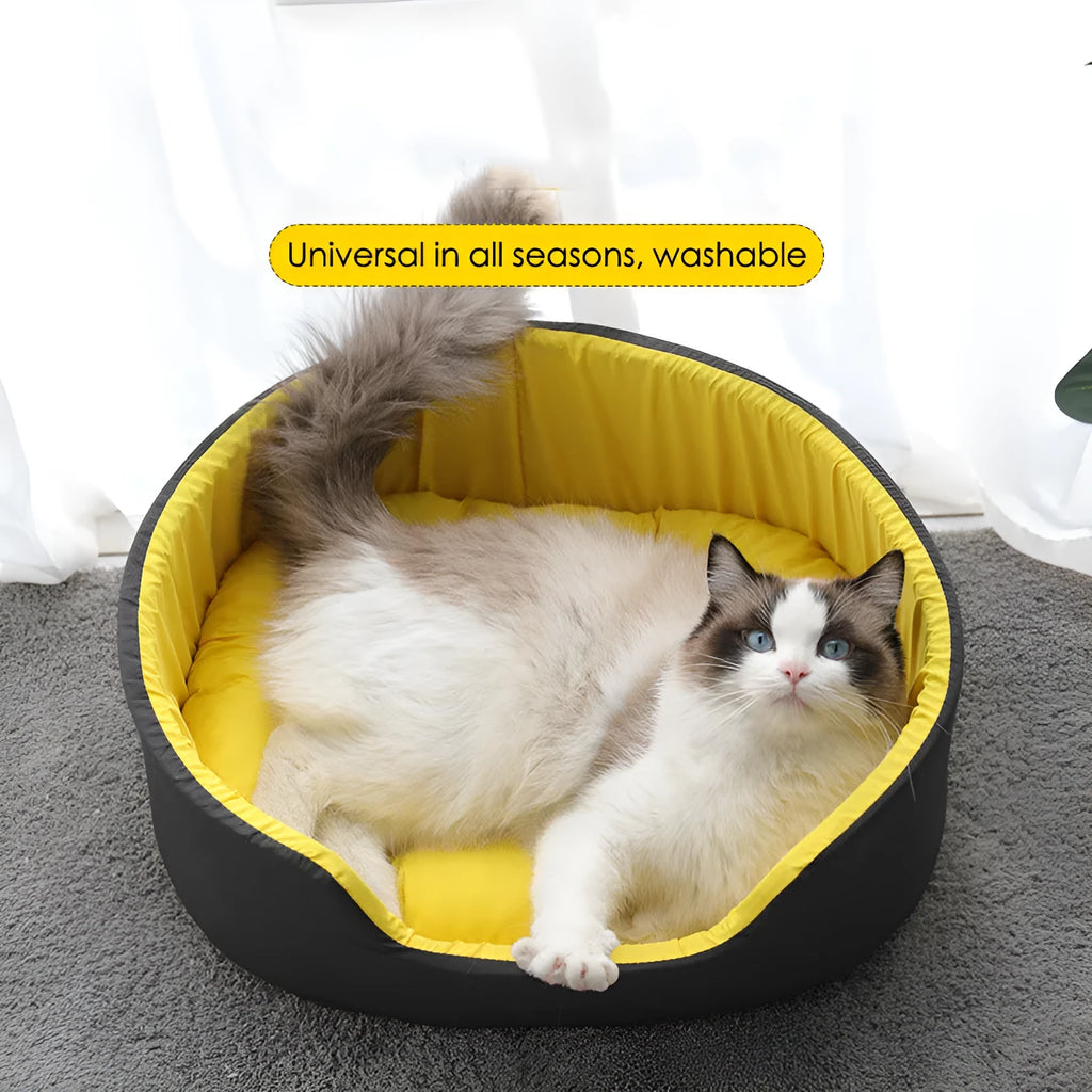 Washable cloth pet kennel for dogs and cats in black or green, shown in S, M, and L sizes.
