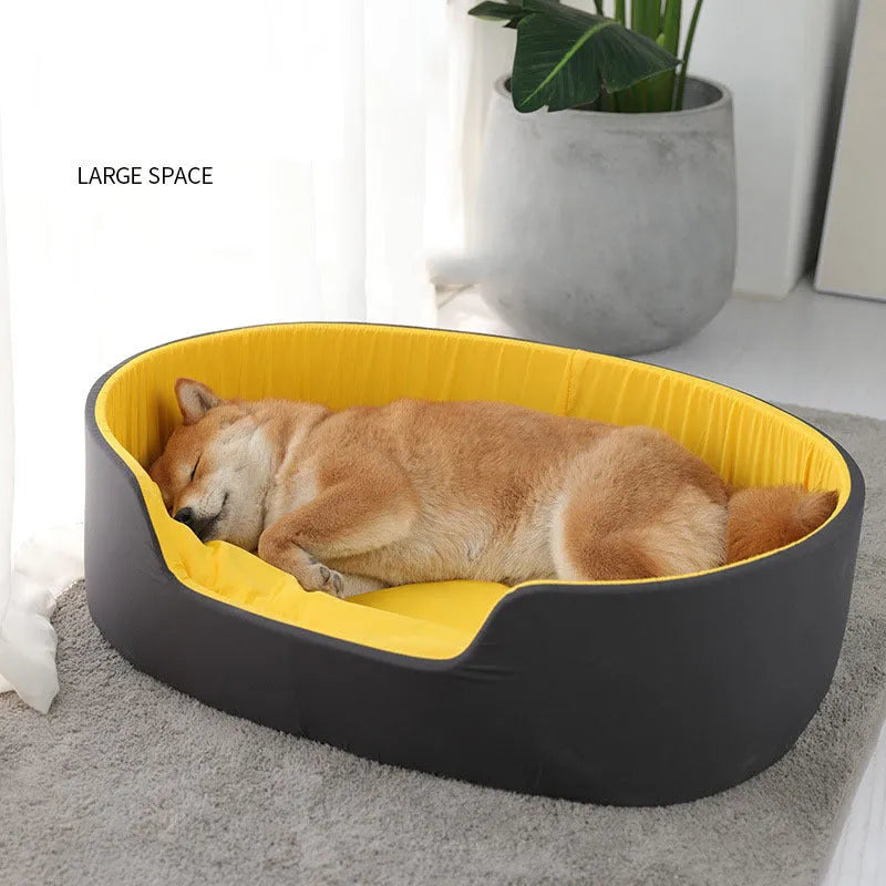 Washable cloth pet kennel for dogs and cats in black or green, shown in S, M, and L sizes.