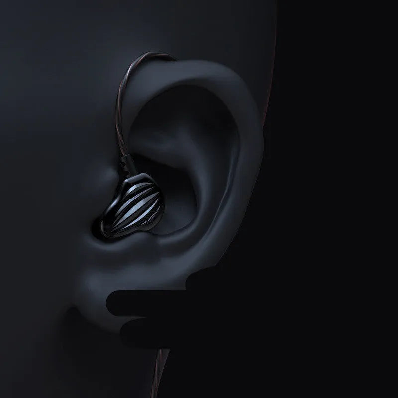 Sports in-ear headphones with around-ear wearing style and 3.5mm plug in black, red or white colours