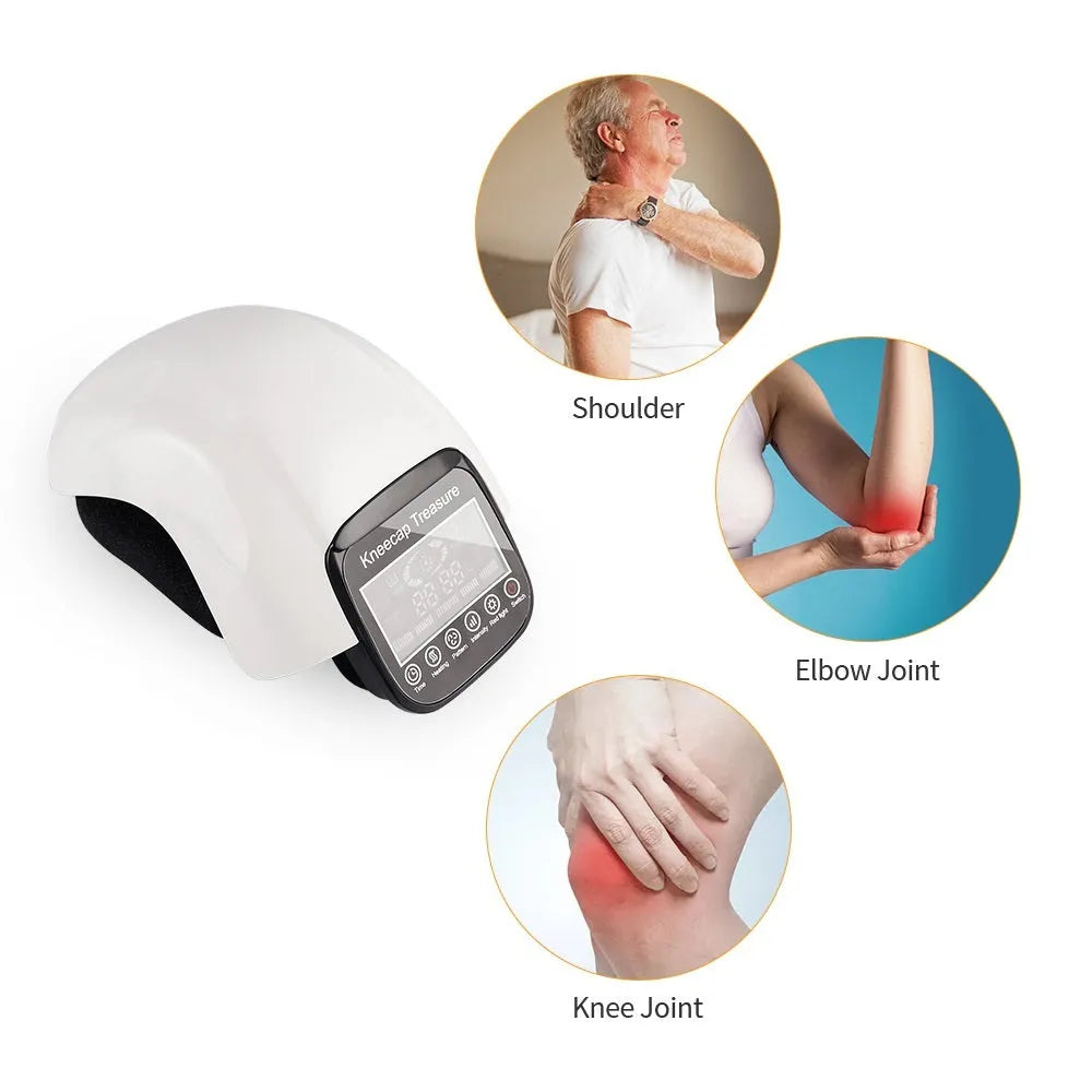 White electric heating knee pad physiotherapy massager with USB cable and 2600mAh battery
