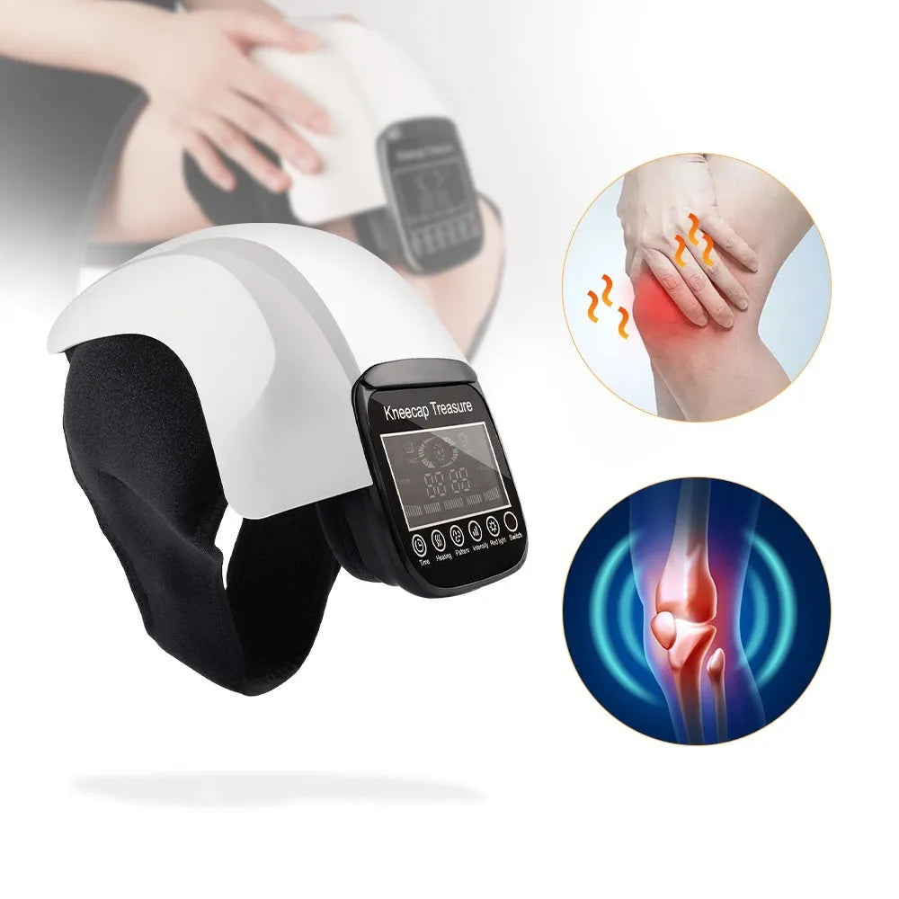 White electric heating knee pad physiotherapy massager with USB cable and 2600mAh battery