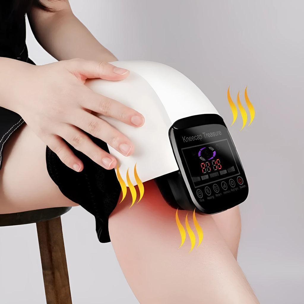 White electric heating knee pad physiotherapy massager with USB cable and 2600mAh battery