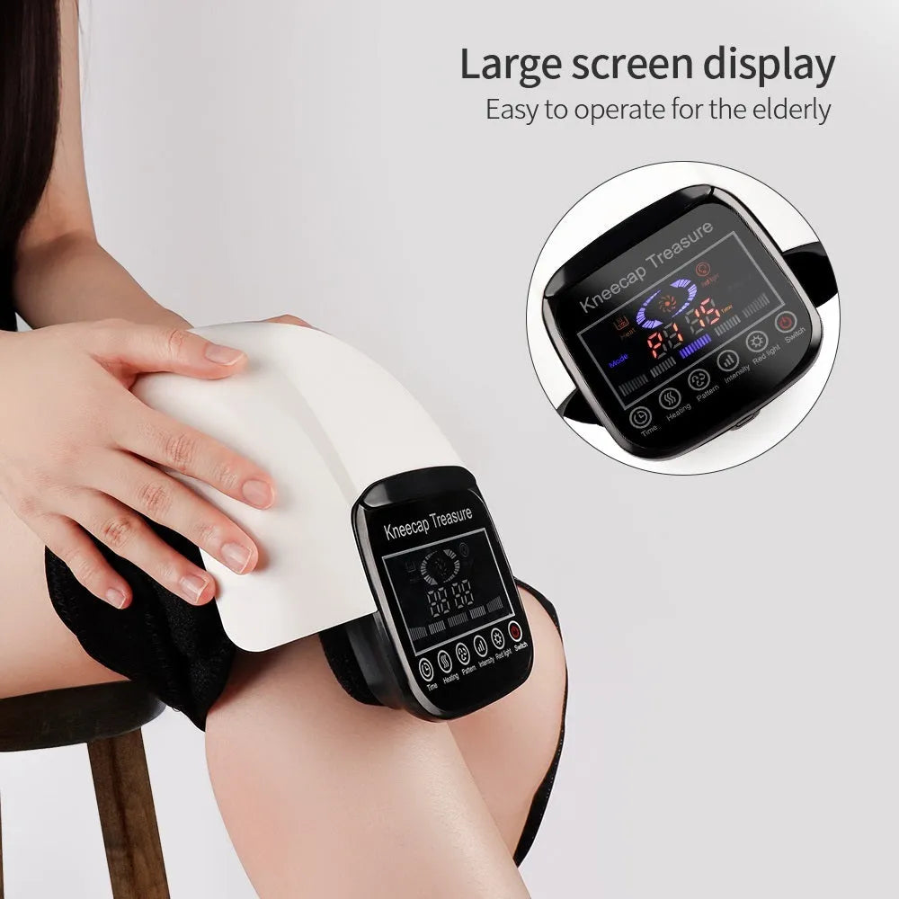 White electric heating knee pad physiotherapy massager with USB cable and 2600mAh battery