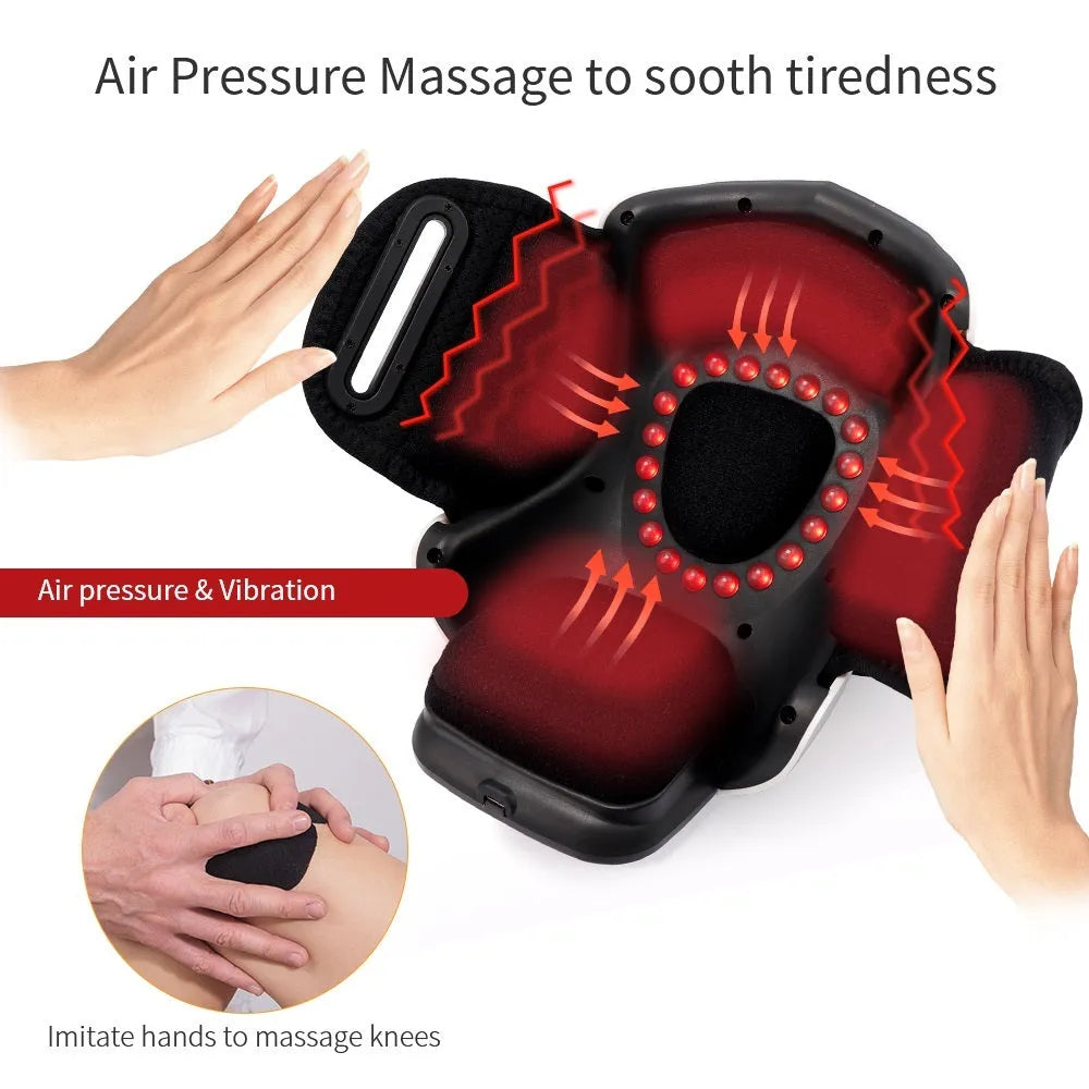 White electric heating knee pad physiotherapy massager with USB cable and 2600mAh battery