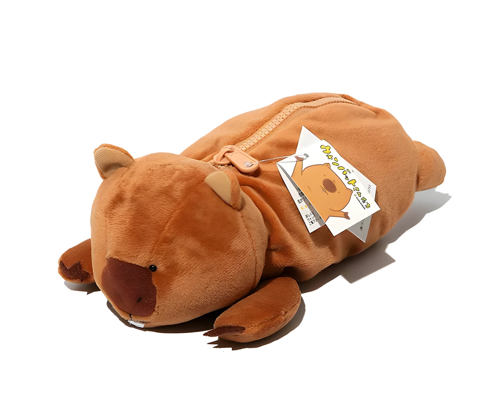 Cartoon animal plush pencil case with wombat design and zip closure for children's stationery
