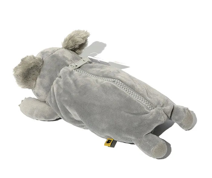 Cartoon animal plush pencil case with wombat design and zip closure for children's stationery