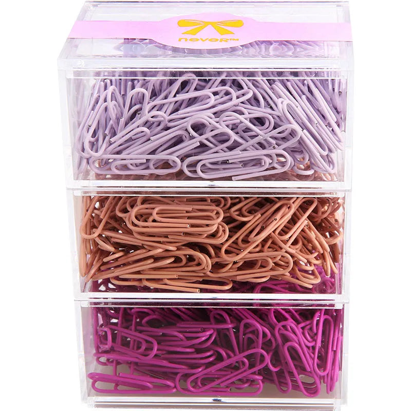 Mint green PVC coated metal paper clips 28mm and 50mm in office packaging